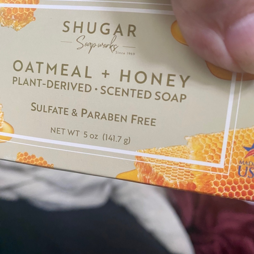 2X Shugar Soapworks Oatmeal + Honey Scented Soap Plant Derived 5oz Bar USA Made